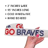 Lashicorn Atlanta Beaded Purse Strap Blue and Red Baseball Game Day Clear Handbag Replacement Strap Stadium Fan Gear 45” Gold Hardware Clips for Sports Fans Go