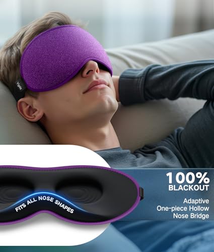Vynix Sleep Mask for Women Men - Eye Masks for Side Sleepers, 3D Contoured Night Blindfold 100% Blockout Pressure-Free, Soft Lightweight Breathable Eye Cover Shade Sleeping for Airplane, Travel, Nap — view 2