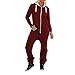 Produktbild Damen Jumpsuit Fleece Schlafanzug Frau Traininganzug Onesie Schönes elegente Playsuit Damen Einteiler Onesie Overalls Hoodies Nachtwäsche (XX-Large, Wein)