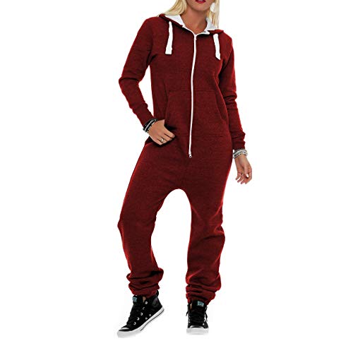 Preisvergleich Produktbild Damen Jumpsuit Fleece Schlafanzug Frau Traininganzug Onesie Schönes elegente Playsuit Damen Einteiler Onesie Overalls Hoodies Nachtwäsche (XX-Large, Wein)