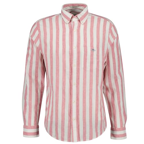 Gant Reg Cotton Linen Stripe Shirt Chemise, Rose, S Hommes
