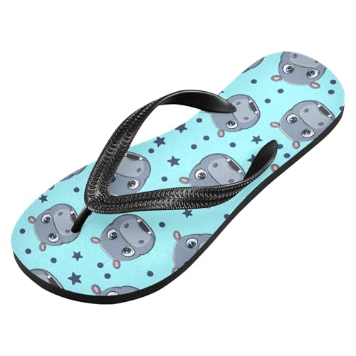 Burbuja Cartoon Hippo Flip Flops for Women Men, Soft Thong Sandals Rubber Slippers for Pool Beach Essentials2