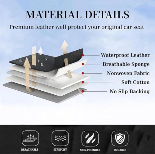Image of Coverado Car Seat Covers for Front Seat, Leather Seat Covers for Cars, Front Seat Covers, Waterproof Car Seat Protectors Car Seat Cushions Universal for Most Vehicles, Coffee