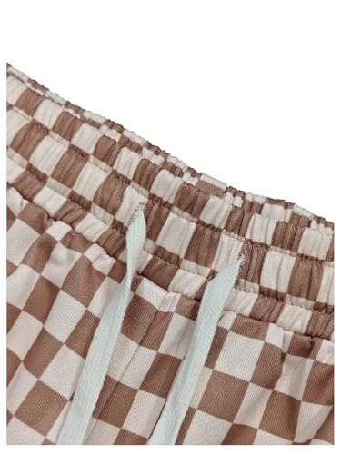 GORGLITTER Men's Plaid Checkered Gingham Sweatpants Baggy Wide Leg Straight Drawstring Track Pants with Pockets4