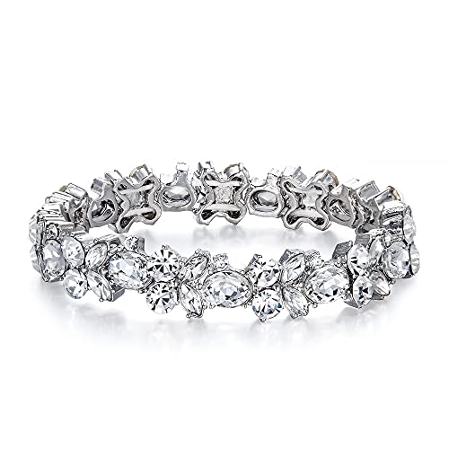 BriLove Wedding Bridal Bracelet Marquise-Shape Stretch Bangle for Women