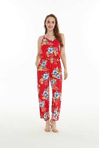 Image of Matchable Family Hawaiian Luau Men Women Girl Boy Clothes in Hibiscus Red