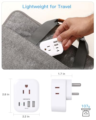 Image of South Africa Travel Plug Adapter, HANYCONY Type M Power Adapter, 2 Pack