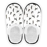 JHKKU Chihuahua Dog Silhouette Fuzzy House Slippers Warm Slippers for Women's Men's Cozy indoor Travel Shoes L