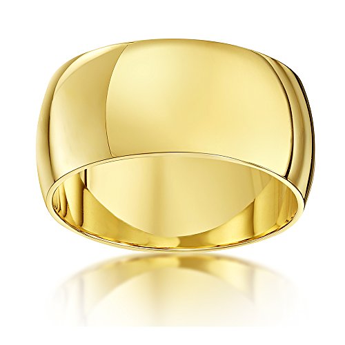 Theia Anillo de Bodas de Oro Amarillo, 9k, Unisex, Forma D super Pesado, Pulido 10mm - Tamaño 26.5