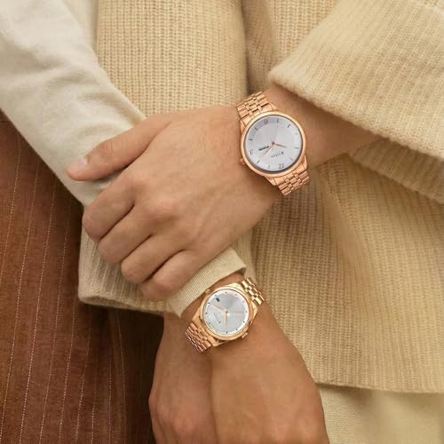Image of Titan Bandhan Eternal Pair Analog with Date and Silver Dial Rose Gold Stainless Steel Strap Watch for Couples - 19672967WM01