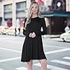janisramone® Womens Mini Dress, Plain A Line Flared Skater Dress, Stretchy Summer Swing Mini Top, Casual Round Neck Long Sleeve Dresses for Women UK, Ladies Party Wear Black #2