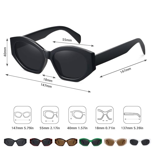 Hexagonal Polarized Sunglasses for Women Men Retro Trendy Designer Shades Sunglasses FZN8154