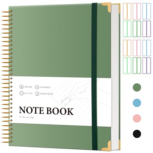 Large Spiral Notebook College Ruled with Tab Stickers A4...
