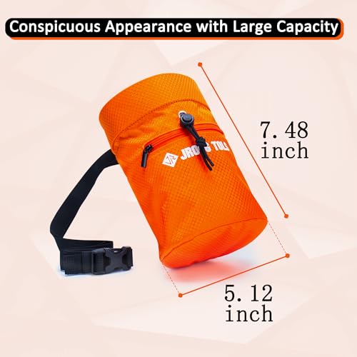 Chalk Bag for Rock Climbing Bouldering, Sealable Drawstring Closure, Capacious Zippered Pocket Athletic Chalk Bag with Waist Belt for Weightlifting, Gymnastics, Crossfit (Orange)