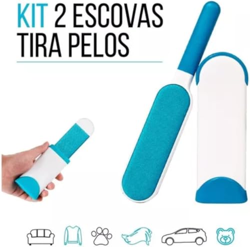 Escova Tira Pelos Pet Fur 2 em 1 – Removedor de Pelos com Base Autolimpante para Roupas, Sofás, Cama