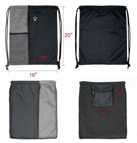 Image of ALASKA Drawstring Backpack Sports Gym Bag Large Size (18 Inch x 14 Inch) for Women & Men, Large Size With Two Zipper Pockets and Water Bottle Mesh Pocket.