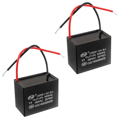 SIGANDG CBB61 10uF 450V AC 50/60 Hz Condensador de Funcionamiento del Motor del Ventilador del Aire Acondicionado (Paquete de 2)
