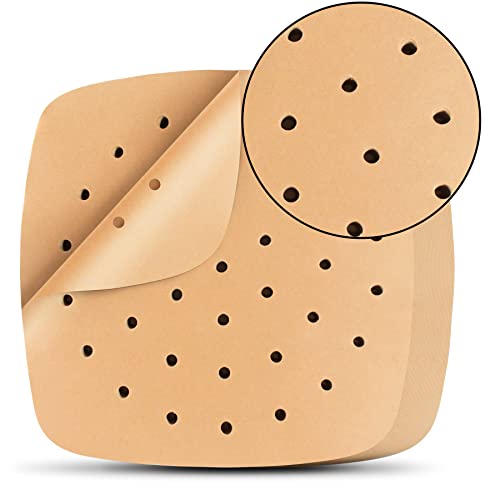 Air Fryer Parchment Paper Liners, 200Pcs Square Air Fryer Liners, 8.5 Inch Perforated Parchment Paper Sheets For Baking, Hofhtd Parchment Paper For Air Fryer And Bamboo Steaming Basket (Unbleached) #TOP6