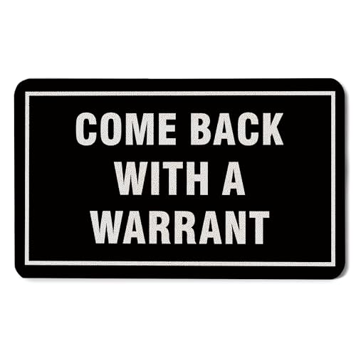 WOTYPU Funny Door Mat Funny Welcome Mats for Front Door Come Back with A Warrant Doormat Outdoor Indoor Entrance Entryway 17X30 Inches