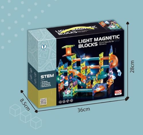 Image of Happy Hues Light Magnetic Tiles- Building Blocks for Kids 3D STEAM Educational Toys, Magnetic Marble Run /Toys for Kids Age 3 +Year Old Boys Girls Creative Gift (110 Pcs Magnetic Tiles)