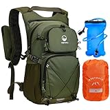 ONETOALL Mochila Hidratación con Bolsa de Agua 2L y Funda, Mochila Ciclismo Running Hombre Mujer Ligero para Bicicleta Montaña MTB Trekking Esquí Moto