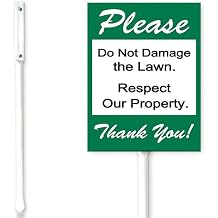 Bidesign 8x12 IN Do Not Damage the Lawn Respect Our Property Yard Sign with Stakes Metal Keep Off Lawn Signs Stand Rustproof Aluminum for Home Garden Easy To Install Outdoor Decorations