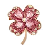 Trèfle à Quatre Feuilles Broche: cette broche femme mesure 4.5 cm x 3.5 cm, les pierres de cristal et les minuscules strass assortis ajoutent juste ce qu'il faut d'éclat à cette belle pièce. Convient pour être porté sur les cols, les poignets et les sacs comme décoration.