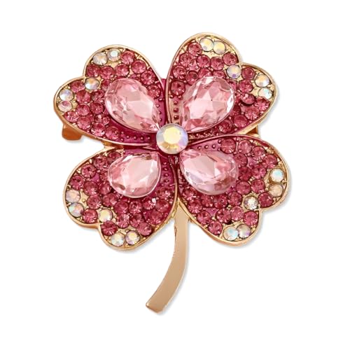 THQAE Trèfle à Quatre Feuilles Broche, Broche de Cristal Vintage, pour Femme Chapeau Sac Mariage Anniversaire éléGant Robe Accessoires
