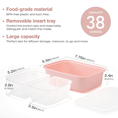 Glotoch Extra-Thick Meal Prep Container Reusable, 38Oz 1Compartment To Go Containers, Double Use As Divided Lunch Containers For Portion Control-Microwave&Freezer&Dishwasher Safe,Bpa-Free,10 Pack,Pink #TOP5