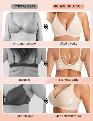 Womens Deep V Wireless Bra No Underwire Seamless Comfort Support Tshirt Push Up Bralette for Everyday/Sleep Wear2