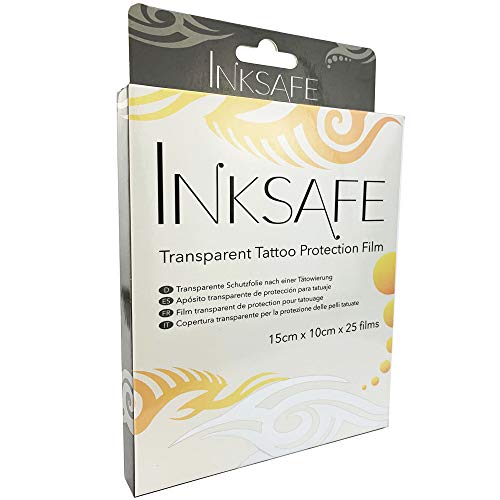 Preisvergleich Produktbild Inksafe Tattoo Protection Patch -Transparente Atmungsaktive Hautschutzauflage für Tätowierte Haut (1 x 25 Stück))