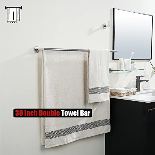 Jqk Double Bath Towel Bar, 30 Inch 304 Stainless Steel Thicken 0.8Mm Towel Rack For Bathroom, Towel Holder Polished Chrome Wall Mount, 33 In Total Length, Tb100L30-Ch #TOP3