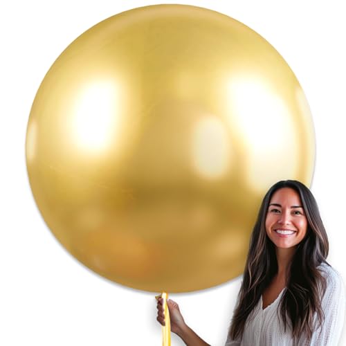 Image of PartyWoo Metallic Gold Balloons 4pcs 36 Inch Extra Large Big Jumbo Giant Chrome Gold Latex Helium Balloons for Graduation Baby Shower Birthday Bachelorette New Year Party Decorations Gold-G101