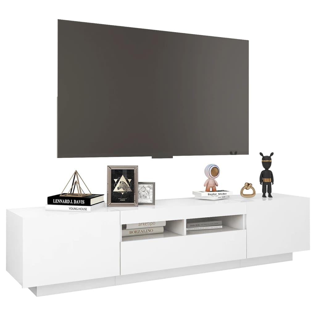 vidaXL Mueble para TV con Luces LED Soporte Mobiliario Aparador Estante Salón Sala de Estar Dormitorio Decoración Blanco 180x35x40 cm