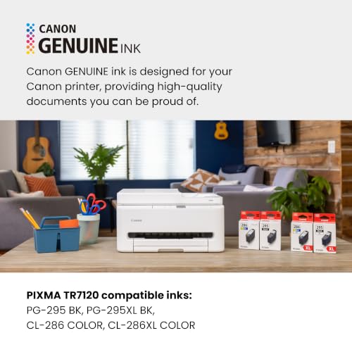 Image of Canon PIXMA TR7120 Wireless Color Inkjet Printer, Duplex Printing, White - Home Printer with Copier /Scanner, Auto Document Feeder, Compact Design, Intuitive Control Panel