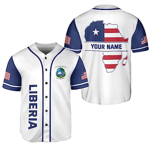 MonkeyVan Personalized Liberia Baseball Jersey Liberian Pride Flag Jerseys Liberia Flag Jersey Liberia Flag Gift Shirts Men LB22 miniatura 1