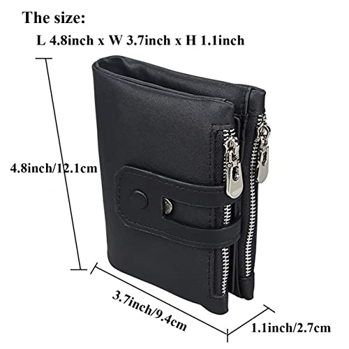 Genuine Leather Wallet for Men RFID Blocking Bifold with Coin Pocket Security Zipper Wallet (Black-01)2
