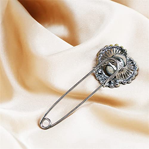 Grande épingle vintage en perles de nacre, broche de vêtement haut de gamme
