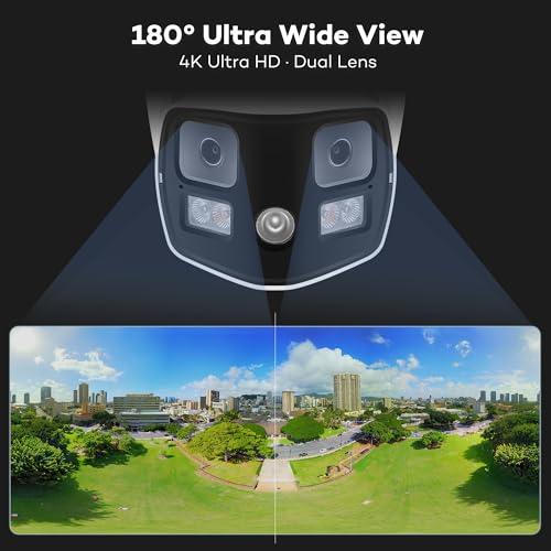 ONWOTE 180° Dual-Lens 4K 8MP PoE IP Security Camera, 2 Way Audio, AI Human Vehicle Detection Trigger Color Night Vision, Indoor/Outdoor, Commercial Wired Camera for Business, Add-on to PoE NVR System