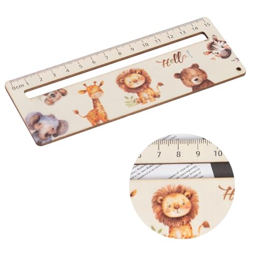 JEYORZY 1 Piezas Regla para la Lectura Infantil, Regla de Lectura 18 Cm, Regla de Madera para Niños, Reglas Personalizadas, Marcapáginas de Entrada Al Cole para Niños, Regalos(Animal)