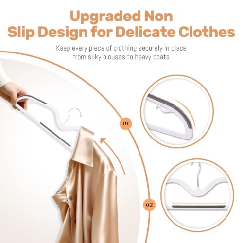 Image of 12 PCS Non Slip Plastic Hangers, Multipurpose Clothes Hangers & Cloth Hanger for Wardrobe Closet Organizer, Garment Storage Hanger for Shirts & Dresses (Groove Design Plastic Hangers 12 PCS)
