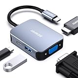 BENFEI 4in1 USB C ハブ、USB C-HDMI VGA USB3.0 PD充電アダプタ、タイプc HDMI VGA 変換アダプタ Thunderbolt 3/4 互換 iPhone 15 Pro/Max, MacBook Pro/Air 2023, iPad Pro, iMac, S23, XPS 17..グレー…