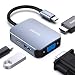 BENFEI USB C HUB 4in1,USB C Multiport-Adapter mit 4K HDMI/ 1080P VGA/ 5Gbps USB 3.0 Data Port/Typ C 60W Power Delivery, kompatibel für iPhone 15 Pro/Max MacBook Pro/Ai iPad Pro iMac Galaxy S23, Grau