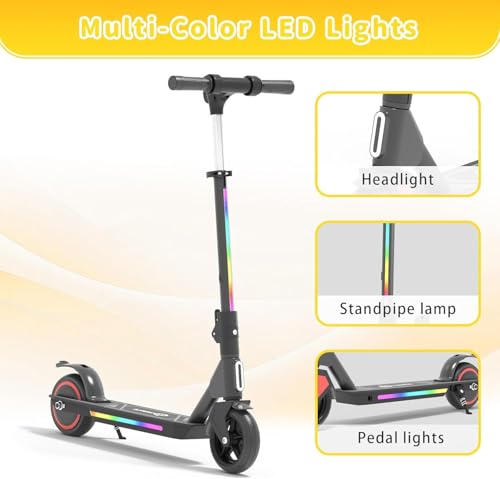 ​​E-RIDES Patinete Eléctrico, Manillar Ajustable 86-99cm, Motor 130W 3 Velocidades 8-14 km/h, Autonomía hasta 8km, Pantalla LED & Luces, Ruedas 6,5" Antipinchazos, para Niños de 3 a 12 Años - imagen 3