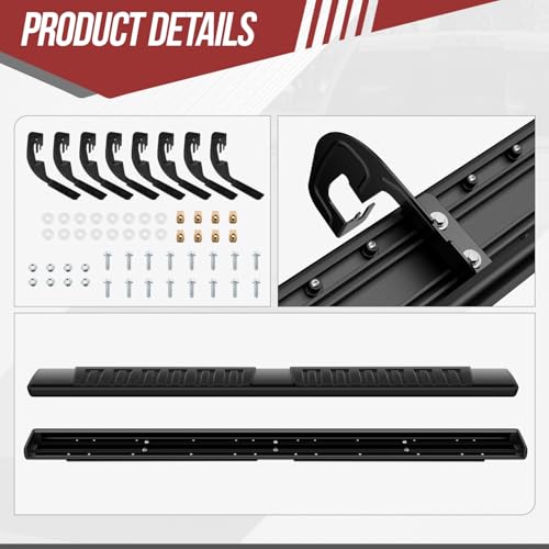Estribos laterales 6" aluminio negro compatibles con Chevy GMC 2007-2019 miniatura 6