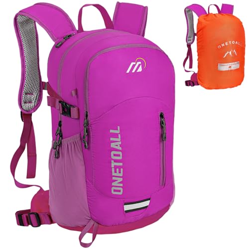 ONETOALL Diebstahlsicherer Wanderrucksack Damen 20L, Leichter Tagesrucksack Herren Klein, Wasserdichter Fahrrad Rucksack mit Rückenbelüftung zum Wandern Tagestour Radfahren Reisen Pendeln, nur 500g