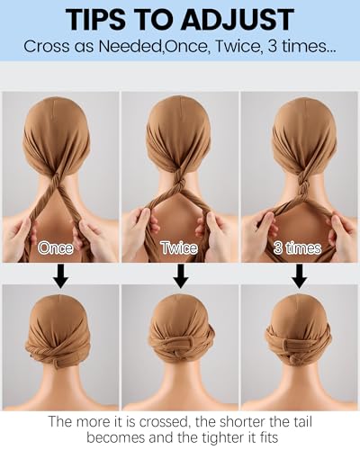 Image of Ababalaya Upgraded Satin Lined Halo Turban Durag for Men &Women Sleeping Bonnet PRE-Tied Headwraps for Hair Loss