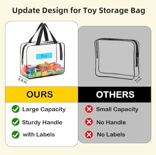 2 Packs Large Toy Storage Bags PVC Waterproof Organizers Toy Bags Reusable Clear PVC Board Game Storage with Zipper and Handle for Board Games, Building Blocks, Puzzles, Kids Books - Image 4