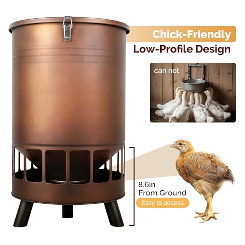 Solution4Patio 50LB No-Waste Chicken Feeder, Large Capacity Gravity Dispenser with Spill Control & 16 Feeding Ports Poultry Feeder for Outdoors & Hen Coop (Brown) by Solution4Patio Expert in Garden Creation - Image 3