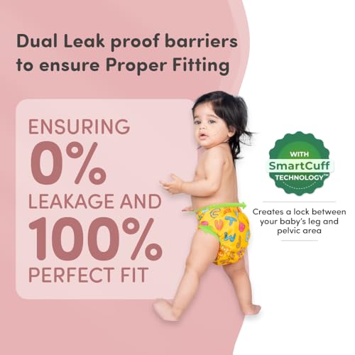 Image of Mylo Essentials Cloth Diaper for Babies 0 to 3 years | Oeko-Tex Certified | 5kg-17kg | Reusable with Adjustable Snap Button | Pack includes 3 Diaper & 3 Wet-Free Inserts-(ABC, Twinkle, Floral)